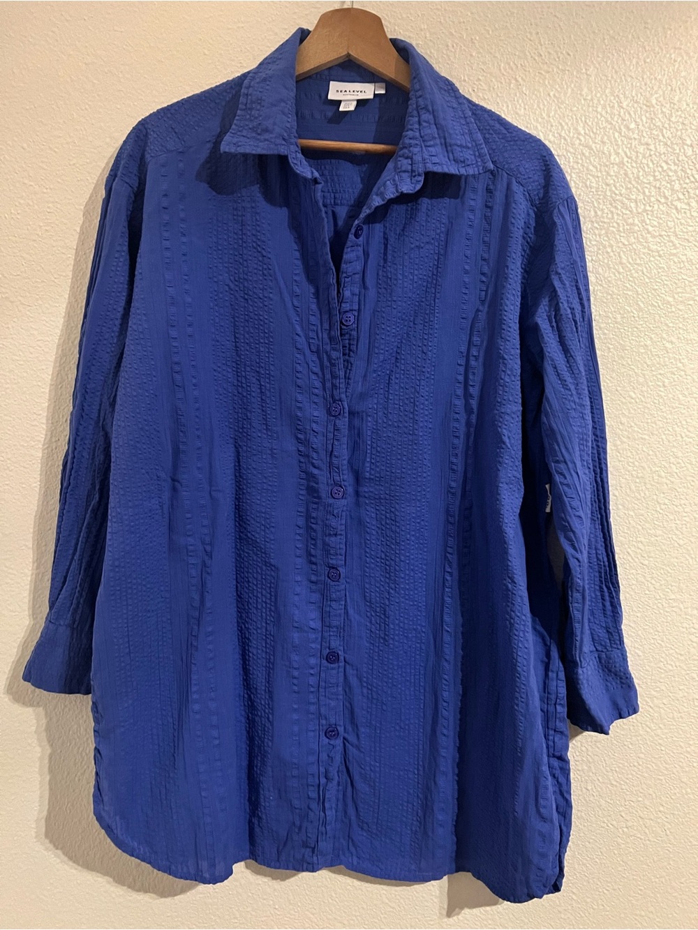Sea Level Australia Royal Blue Textured Button-Down Shirt